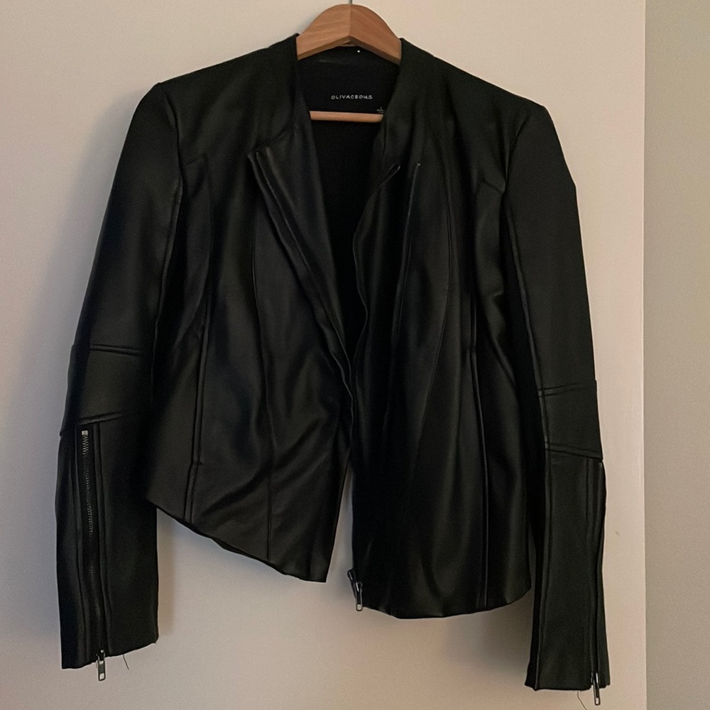 Olivaceous Faux Leather Jacket